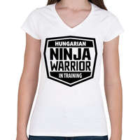 printfashion Ninja Warrior - Női V-nyakú póló - Fehér