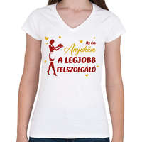 printfashion Az én anyukám - Felszolgáló - Női V-nyakú póló - Fehér