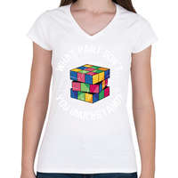 printfashion Rubik kocka - Női V-nyakú póló - Fehér