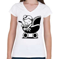 printfashion Retro baby - Női V-nyakú póló - Fehér