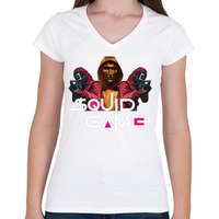 printfashion Squid game boss and soldiers 2 - Női V-nyakú póló - Fehér