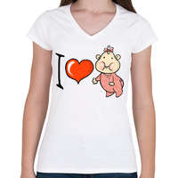 printfashion I love my baby - Női V-nyakú póló - Fehér