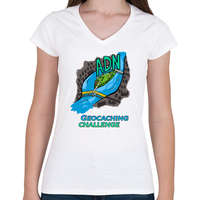 printfashion ADN geocaching - Női V-nyakú póló - Fehér