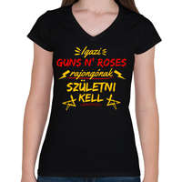 printfashion igazi guns n roses rajongó - Női V-nyakú póló - Fekete