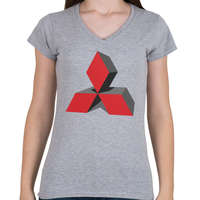 printfashion MITSUBISHI 3D - Női V-nyakú póló - Sport szürke