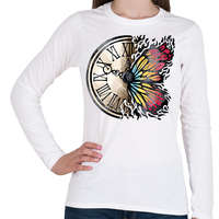 printfashion Vintage óra és pillangó - Női hosszú ujjú póló - Fehér