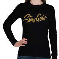 printfashion Stay Gold - Női hosszú ujjú póló - Fekete