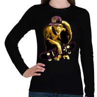 printfashion Deszkás majom - Női hosszú ujjú póló - Fekete