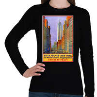 printfashion New York 5th Avenue Vintage - Női hosszú ujjú póló - Fekete