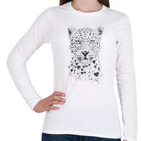 printfashion Lovely leopard - Női hosszú ujjú póló - Fehér