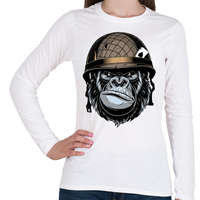 printfashion Gorilla Soldier - Női hosszú ujjú póló - Fehér