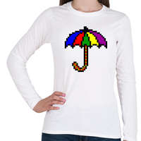 printfashion Esernyő pixel - Női hosszú ujjú póló - Fehér