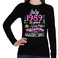printfashion Születésnap 1989 Július - Napfény egy kis hurrikánnal! - Női hosszú ujjú póló - Fekete