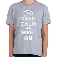 printfashion Keep Calm and Bike ON! - Gyerek póló - Sport szürke