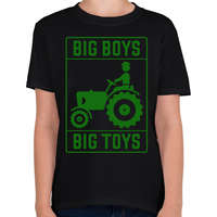 printfashion Big boys big toys - traktoros - Gyerek póló - Fekete