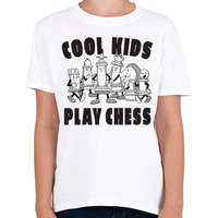 printfashion Cool kids play chess - sakk - Gyerek póló - Fehér