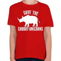 printfashion Save the Chubby Unicorns! - Gyerek póló - Piros