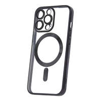 OEM iPhone 13 Pro szilikon tok, hátlaptok, telefon tok, MagSafe kompatibilis, átlátszó, fekete kerettel, kamera védelemmel, Color Chrome Mag