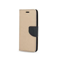 OEM Univerzális 4,5" könyvtok, fliptok, telefon tok, szilikon keretes, bankkártyatartós, mágneszáras, arany-fekete, Fancy