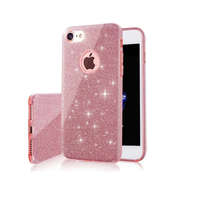 OEM iPhone X / XS szilikon tok, hátlaptok, telefon tok, csillámos, pink, Glitter