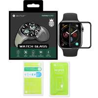 Bestsuit Apple Watch 4, Watch 5, 44mm okosóra üvegfólia, tempered glass, hibrid, flexibilis, edzett, 3D, fekete kerettel, Bestsuit