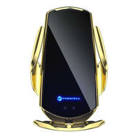 Forcell Autós mobiltelefon tartó, szellőzőnyílásra helyezhető, tapadókorongos, automata zárós, vezeték nélküli töltő, 15W, arany, Forcell HS1