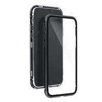 OEM iPhone 13 Pro Max telefon tok, elő+hátlapi, 360 fokos védelem, edzett üveg + alumínium keret, mágneses, fekete, Magneto 360