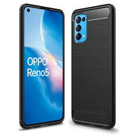 OEM Oppo Reno 6 5G szilikon tok, hátlaptok, telefon tok, karbon mintás, fekete, Carbon case