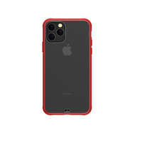 Devia Telefon tok, iPhone 11 Pro Max hátlaptok, piros kerettel, átlátszó, Devia Soft Elegant