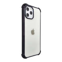 Devia iPhone 12 Mini hátlaptok, telefon tok, ütésálló, erősített sarkokkal, fekete kerettel, átlátszó, Devia Glitter Shockproof