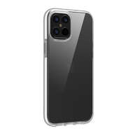 Devia iPhone 12 Pro Max hátlaptok, telefon tok, ütésálló, fehér kerettel, átlátszó, Devia Skyfall