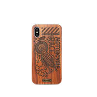 Remax iPhone X / XS hátlaptok, telefon tok, prémium, motorosoknak mintás, fa, barna, Remax RM-1639 Speed master