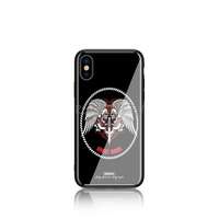 Remax iPhone X / XS hátlaptok, telefon tok, műanyag, szellemlovas mintás, fényes, fekete, Remax RM-1653, BL-02, Ghost Rider