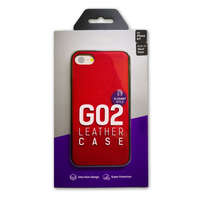 Dotfes iPhone 7 / 8 / SE 2020 / SE 2022 hátlaptok, telefon tok, karbon mintás, beépített fémlappal, piros, Dotfes G02MS