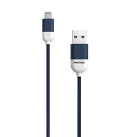 Pantone iPhone adatkábel, töltőkábel, iPhone 8pin, lightning - USB-A, szövet bevonat, kék, 2.4A 1.5m, Pantone PT-LCS001-5 MFi