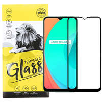 OEM Realme C11 2021 / C20 üvegfólia, tempered glass, előlapi, 9D, edzett, hajlított, fekete kerettel