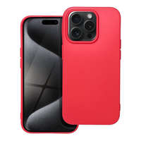 OEM iPhone 15 Pro szilikon tok, hátlaptok, telefon tok, velúr belsővel, matt, piros, Silicon