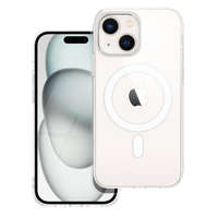 OEM iPhone 15 hátlaptok, telefon tok, MagSafe kompatibilis, átlátszó, kamera védelemmel, Mag Cover