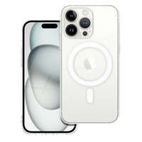 OEM iPhone 15 Pro hátlaptok, telefon tok, MagSafe kompatibilis, átlátszó, kamera védelemmel, Mag Cover