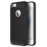 OEM iPhone 5 / 5S / SE szilikon tok, hátlaptok, telefon tok, karbon mintás, fekete, Simple Carbon