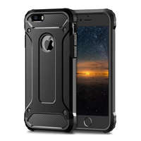 OEM iPhone 5 / 5S / SE hátlap tok, telefon tok, ütésálló, fekete, Armor