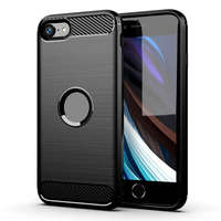 OEM iPhone SE 2020 szilikon tok, hátlaptok, telefon tok, karbon mintás, fekete, Carbon case