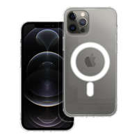 OEM iPhone 12 Pro Max hátlaptok, telefon tok, MagSafe kompatibilis, átlátszó, Mag Cover