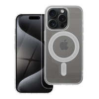 OEM iPhone 15 Pro hátlaptok, telefon tok, MagSafe kompatibilis, átlátszó, Mag Cover
