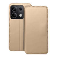 OEM Xiaomi Redmi Note 13 5G könyvtok, fliptok, telefon tok, bankkártyatartós, mágneszáras, arany, Dual Pocket