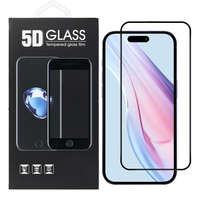 OEM iPhone 16 Pro Max / 17 Pro Max üvegfólia, tempered glass, előlapi, 5D, edzett, hajlított, fekete kerettel