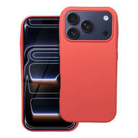 OEM iPhone 17 Pro Max szilikon tok, hátlaptok, telefon tok, velúr belsővel, matt, barack színű, Silicone