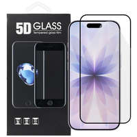OEM iPhone 17 Pro Max üvegfólia, tempered glass, előlapi, 5D, edzett, hajlított, fekete kerettel