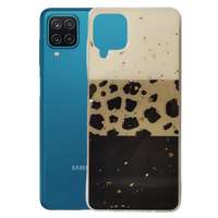 OEM Samsung Galaxy A12 / A12 Nacho / M12 hátlaptok, telefon tok, kemény, leopárd mintás, Gold Glam Leopard print 2