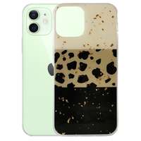 OEM iPhone 12 / 12 Pro hátlaptok, telefon tok, kemény, leopárd mintás, Gold Glam Leopard print 2